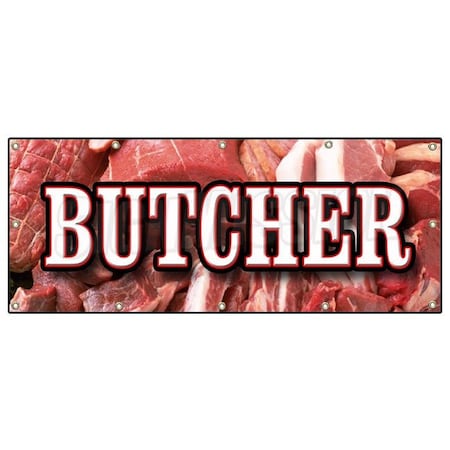 Signmission BUTCHER BANNER SIGN shop meat quality usda beef pork poultry B-120 Butcher